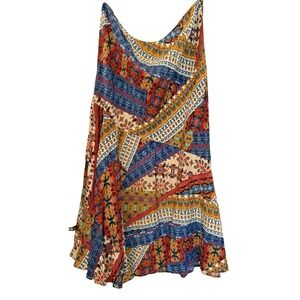 Monroe & Main Woman's XL Patchwork Full Maxi Skirt Lagenlook Bohemian Gypsy CUTE